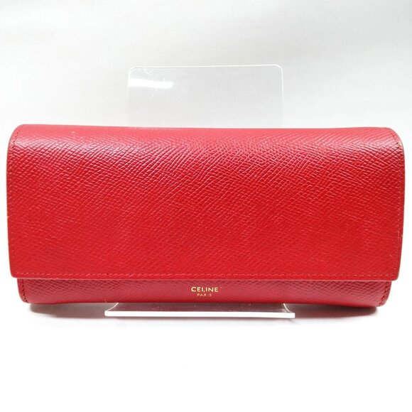 CELINE Long Wallet Red Leather 110-071625 - Picture 1 of 9